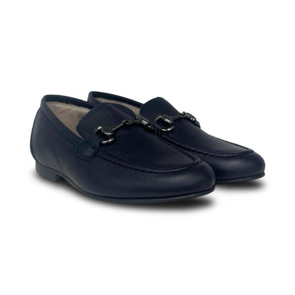 Gravitas Navy Leather Chain Loafer