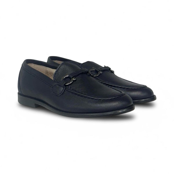 Gravitas Navy Leather Chain Shoe